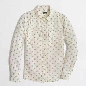 Jcrew Factory Silk Polka Dot Blouse